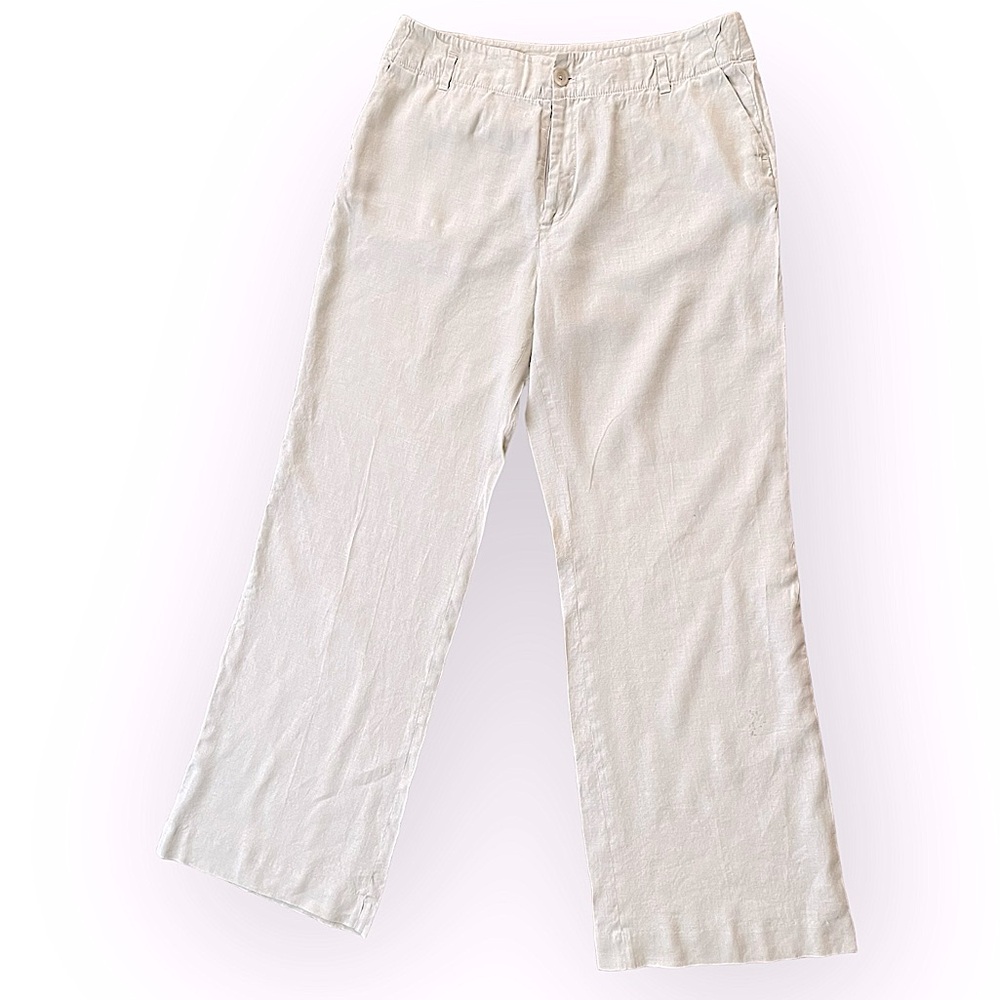 Banana Republic Harrison stretch linen blend wide leg high rise pants size 14L